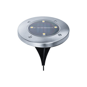 Lampe solaire de jardin 4 LED en acier inoxydable, lampe solaire de pelouse extérieure, résistante à l'eau, éclairage au sol portable - Product Image 1