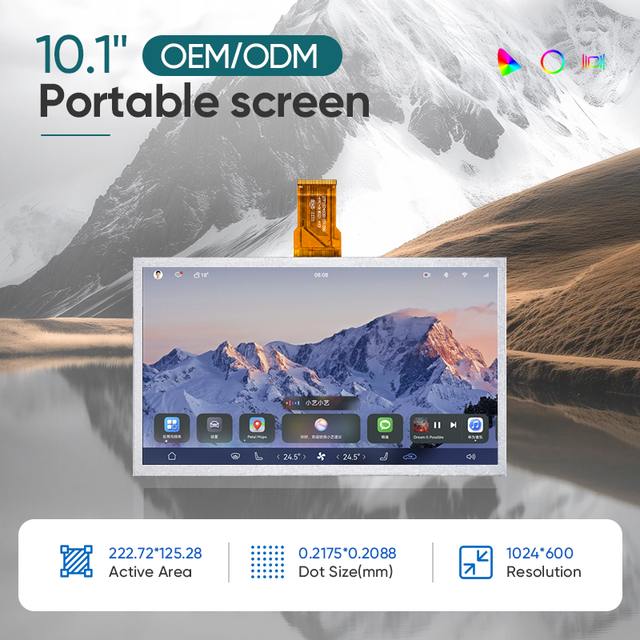 GIANTPOWER 10.1 Inch IPS TFT LCD Module 1024X600 Resolution LED Backlight HD Display -20~70C Vehicle Central Control