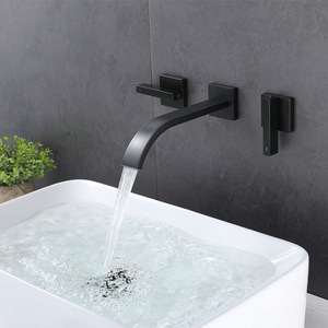 Robinet de lavabo mural 35 mm en cuivre, design cascade, pour lavabo de salle de bain - Product Image 4