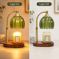 Lampe à cire électrique chauffe-cire, abat-jour en verre, lampe aromatique sans flamme, lampe de table style rétro, veilleuse, aromathérapie, usage intérieur