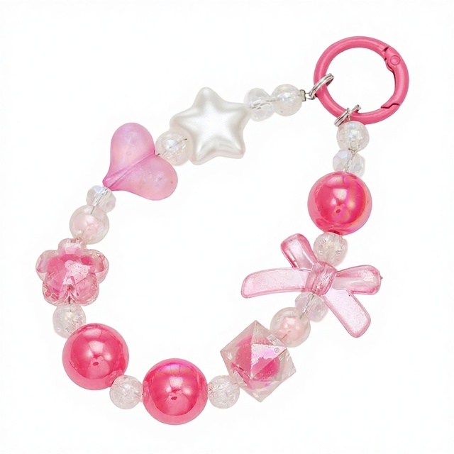New Design Cute Beaded Phone Charms Butterfly Heart Pearl Anti-Lost Phone Chain Strap Lanyard for Women Girls