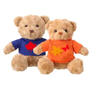 Promotional Customized Brand LOGO Stuffed Plush Sublimation Teddy Bear T shirt Wholesale Soft Plush Toy Teddy Bear Clothing
