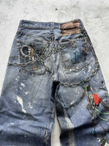 Jeans baggy pour homme personnalisés, 100% coton, denim délavé brodé, pantalon rétro Y2K, streetwear et pantalon de mode - Product Image 3