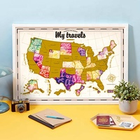 Póster de mapa del mundo raspable de lujo dorado, arte de pared de papel para decoración de sala de estar, mapa de marcas de viaje de estilo de amor elegante