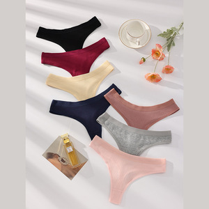 Culottes de bikini côtelées <span class=keywords><strong>sexy</strong></span> transfrontalières en maille respirante pour femmes, style européen et américain, sous-vêtements sportifs taille basse en coton - Product Image 2