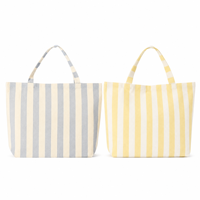 Sac fourre-tout promotionnel en toile de coton imprimé sur mesure, sac de plage rayé d'été, sac de courses à fermeture éclair pour le voyage, vente en gros