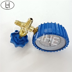 เกจวัดความดันพร้อมวาล์วท่อร่วม R32 R410A R22เครื่องทำความเย็นทองเหลือง R134a เดียว HVAC - Product Image 5