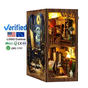 <span class=keywords><strong>Nouveau</strong></span> design maison de poupée bricolage livre Nook 3D Puzzle en bois modèle de construction jouets livre Nook avec veilleuse LED - Product Image 1