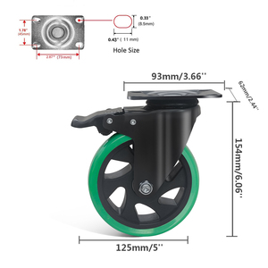 2,5/<span class=keywords><strong>3</strong></span>/4/5/6 Zoll Industrie Werkzeugs chrank Wagen drehbar grün PVC/PU Lenk rollen Großhandel Hochleistungs-Lenk rollen - Product Image 4