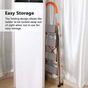 Portable Slip Resistant Lightweight Aluminum 2 <strong>3</strong> 4 5 6 7 <strong>Step</strong> <strong>Multi</strong> <strong>Purpose</strong> Household <strong>Folding</strong> <strong>Ladder</strong> with Handrail - Product Image 4