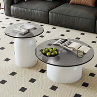 Table basse nordique moderne au design élégant de style européen, avec plateau et panneau en verre transparent, pour salons, ensemble de tables