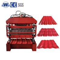 Machine professionnelle 3-en-1 pour tuiles de toiture, ligne de formage automatique de panneaux de toiture métalliques à trois couches pour entrepôts industriels