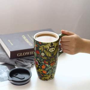 Tasse à café en céramique Tasse à thé Latte en <span class=keywords><strong>porcelaine</strong></span> avec couvercle 17oz. Vert - Product Image 1