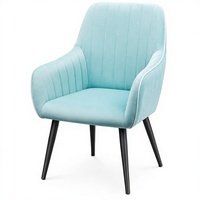 Chaise de bar ergonomique pivotante JOHOOFURNITURE en cuir PU bleu cyan avec cadre en acier chromé et repose-pieds pour restaurant et café