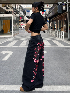 <span class=keywords><strong>Jeans</strong></span> de <span class=keywords><strong>mujer</strong></span> de moda urbana, estilo Y2K, <span class=keywords><strong>negros</strong></span>, con lavado intenso, <span class=keywords><strong>rotos</strong></span>, con bordado de flor de ciruelo, de verano, recién bordados - Product Image 6