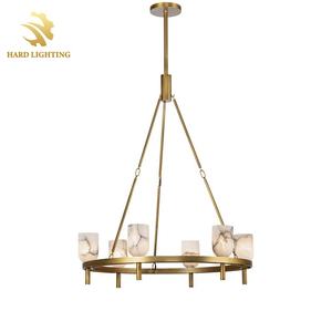 Lampadario a sospensione circolare in alabastro, stile postmoderno creativo, caratteristico spagnolo, classico per sala da pranzo - Product Image 1