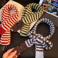 Écharpe rayée Y2k personnalisée avec logo pour femmes, écharpe longue et fine, écharpe en tricot moelleuse et colorée pour l'hiver et Noël