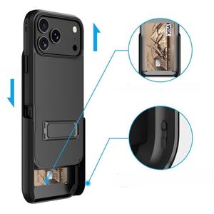Coque de protection intégrale anti-chute pour iPhone 17 Pro Max avec fente pour cartes, clip arrière et support magnétique coulissant - Product Image 3