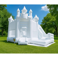 Château gonflable blanc pour la location, château gonflable extérieur pour tout-petits avec toboggan et piscine à balles pour fêtes et célébrations