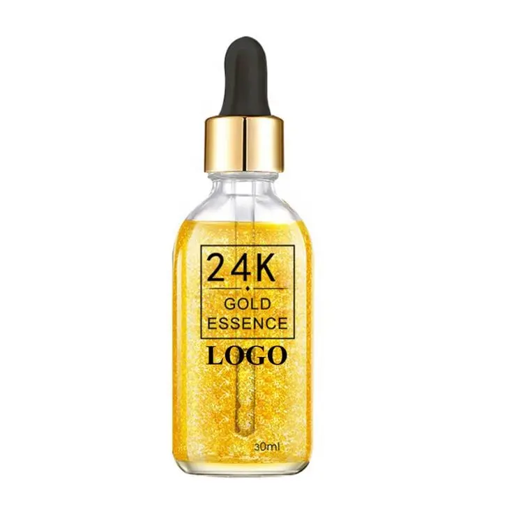 Etiqueta privada melhor anti envelhecimento puro 24k ouro soro infundido ácido hialurônico e óleo de argan para rosto