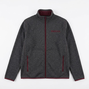 Vestes en molleton personnalisées pour hommes, couleur anthracite et bordeaux, pulls zippés, streetwear tricoté, vintage, surdimensionnés, de créateur, brodés, OEM ODM - Product Image 1