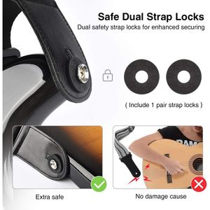 Lekato Bass Guitar Strap 3 Wide Padded Adjustable Length Electric Guitar Bass Strap With Pick Holder <b>Memory</b> <b>Foam</b> - Product Image 6