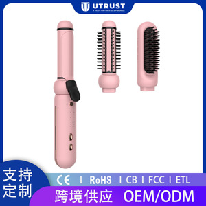 Styler capillaire sans fil 3-en-1 rose rechargeable, fer à boucler et peigne lissant avec têtes interchangeables pour cheveux secs - Product Image 5