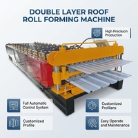 Machine de formage à froid de tuiles de toiture en acier trapézoïdales doubles avec commande PLC pour la construction