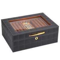Boîte à cigares en bois de cèdre de luxe avec finition laquée, personnalisable avec logo, accessoires inclus, faible MOQ