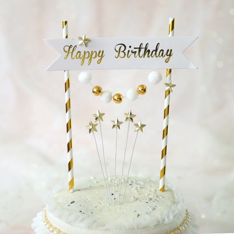 NeuWee Decoration Gateau Anniversaire, 16 Pièces Joyeux Anniversaire Cake Topper, Decor Gateau Happy Birthday Coeurs Étoiles Pour Fête Anniversaire Fille Garcon (10 Ans, Bleu