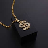 Colliers pendentifs en alliage Hip-Hop avec symbole du dollar américain, finition plaquée, tendance pour les cadeaux de la fête des pères et de Pâques