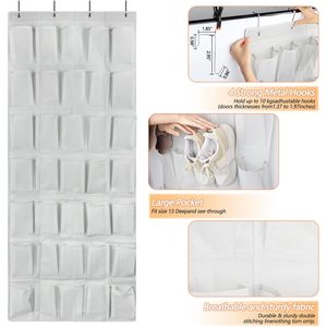 35 Pockets Over The Door <b>Shoe</b> Organizer Hanging Storage Bag For <b>Shoes</b> Gray Polyester Rectangular <b>Hook</b> Type - Product Image 1