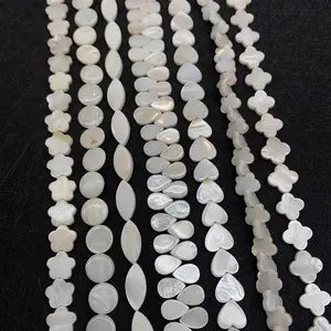 Drop Clover Round Oval Flower Shapes Natural Freshwater Shell Beads Mother Of Pearl Loose Beads DIY Necklace Jewelry Accessories