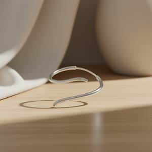 Orecchini a polsino in oro bianco E3357, geometrici, alla moda, unisex, gioielli di tendenza - Product Image 2