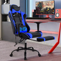 More Design Stuff Fauteuil de bureau pivotant confortable et réglable en hauteur pour ordinateur de course et jeu avec repose-pieds