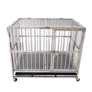 Thú Y Thép Không Gỉ Dog Kennel Lồng Nhiệm Vụ Nặng Nề Nhôm Ngoài Trời Lớn Gấp Động Vật Pet Dog Lồng