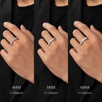 Bague Tennis en Argent Sterling S925 avec Moissanite, Bague Éternité Scintillante Entièrement Pavée de Pierres, Bijoux Hip-Hop Raffinés, Cadeau pour Hommes et Femmes