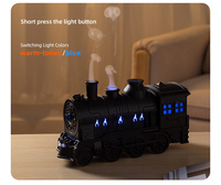 Diffuseur d'arômes ultrasonique design train vintage, humidificateur à brume froide, machine à parfum effet méduse, le cadeau idéal pour la maison