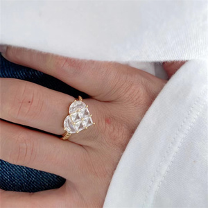 Anel de Moda de Alta Qualidade com Placa de Ouro 5A, Zircônia Cúbica em Forma de Coração, Anéis de Eternidade para Mulheres, Anel de Promessa - Product Image 3