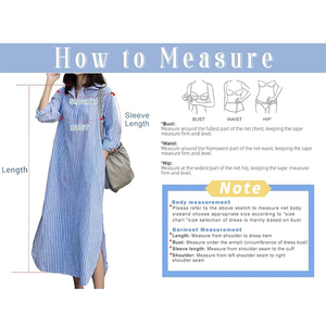 Abito Casual da donna a maniche lunghe con scollo a V a righe ampio lungo abito camicia in <span class=keywords><strong>cotone</strong></span> con - Product Image 6