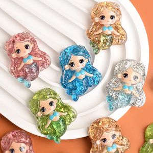 Cute Resin <b>Mermaid</b> Charm Miniatures Craft <b>Accessories</b> for Making Jewelry Hairpin Brooch DIY Handmade Mobile Case Fridge Magnet - Product Image 3
