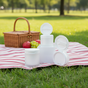 Pot cosmétique rond en plastique PP dépoli double couche avec couvercle à clip/cuillère, <span class=keywords><strong>pour</strong></span> masque facial, crème <span class=keywords><strong>pour</strong></span> les yeux, 50g 100g 120g 150g - Product Image 3