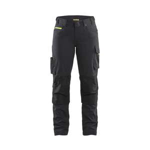 BLAKLADER - 719513309933C46 Women's Service <b>trousers</b> with <b>stretch</b> <b>Black</b>/Yellow - EAN 7330509647141 WORK <b>TROUSERS</b> - Product Image 1