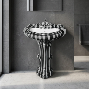 Matt Black <b>Rustic</b> Ceramic Rectangular Pedestal Wash Basin with Drainer 12L Modern <b>Bathroom</b> Sink - Product Image 4