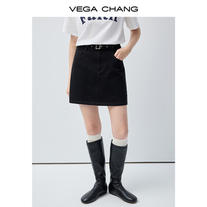 Falda Corta Estilo Vintage Retro Negra Y2K de VEGA CHANG para Oficina y Viajes, Falda en Línea A de Longitud Mini, Versátil y Moderna para Primavera - Product Image 3