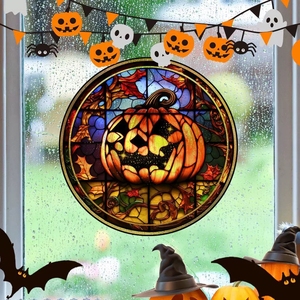Autocollant <span class=keywords><strong>de</strong></span> fenêtre en PVC pour Halloween, autocollant <span class=keywords><strong>de</strong></span> fête d'intérieur, décoration <span class=keywords><strong>de</strong></span> maison, autocollant <span class=keywords><strong>de</strong></span> château <span class=keywords><strong>de</strong></span> citrouille amovible, écologique - Product Image 1