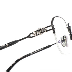 Belles lunettes de marque de luxe polyvalentes demi-monture fleur croisée noir or argent prescription optique presbytie multi-focus - Product Image 6