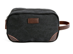 Custom LOGO Adult <b>Mens</b> Black Waxed Canvas Cosmetic <b>Toiletry</b> <b>Bag</b> Custom Washed Canvas Travel <b>Toiletry</b> <b>Bag</b> for <b>Men</b> - Product Image 5