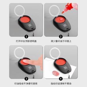 Mini Portable Fingerprint Inkpad Quick Drying Flip Top <b>Stamp</b> Office Use Round Shape Photosensitive Ink - Product Image 4