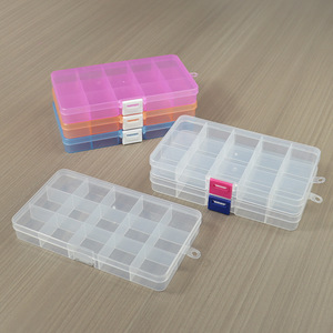 15 Grid Plastic <b>Storage</b> <b>Box</b> For Jewelry Accessories Desktop Organizer With Lid For <b>Small</b> Parts Organization - Product Image 2